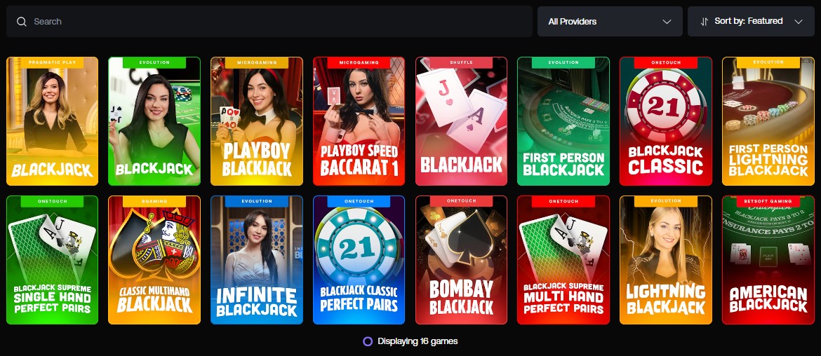 Shuffle Casino Blackjack Games